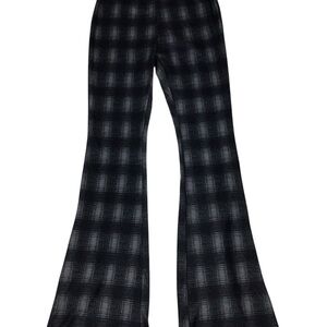 Angie Black and Gray Plaid Flare Pants Medium